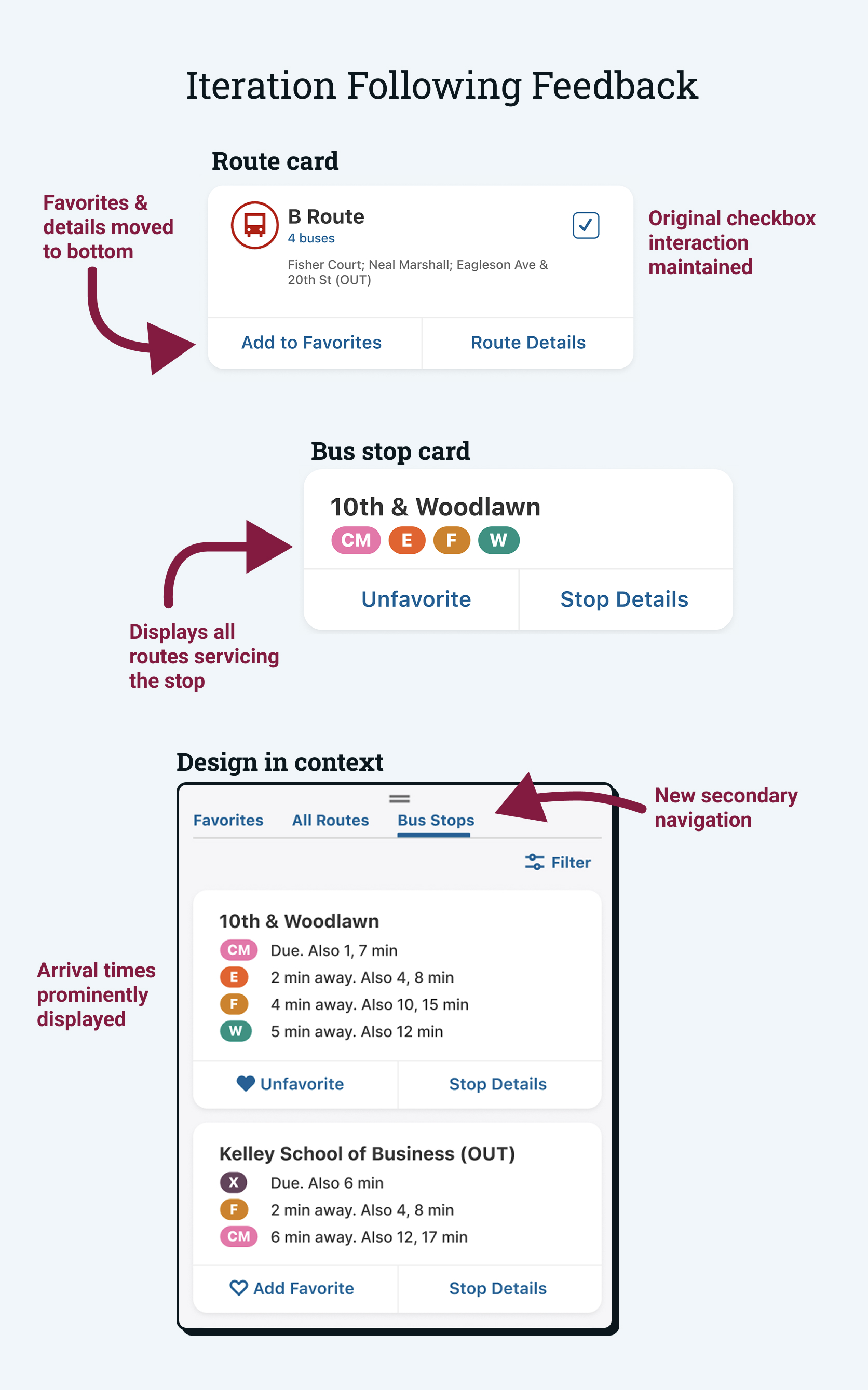 Iteration for the bus tracking redesign